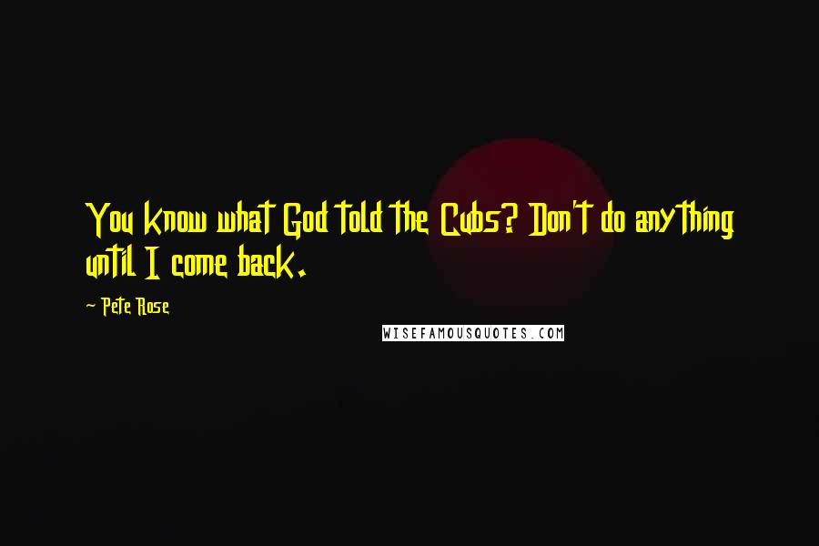 Pete Rose Quotes: You know what God told the Cubs? Don't do anything until I come back.