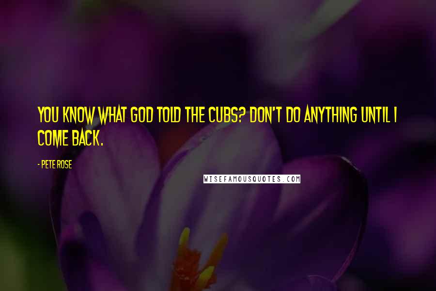 Pete Rose Quotes: You know what God told the Cubs? Don't do anything until I come back.