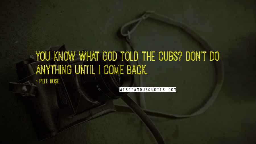 Pete Rose Quotes: You know what God told the Cubs? Don't do anything until I come back.