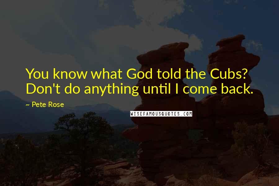 Pete Rose Quotes: You know what God told the Cubs? Don't do anything until I come back.
