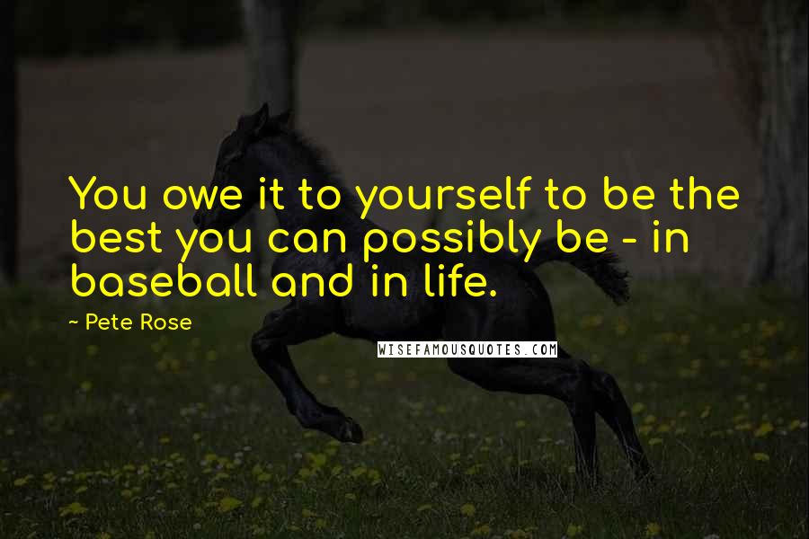 Pete Rose Quotes: You owe it to yourself to be the best you can possibly be - in baseball and in life.