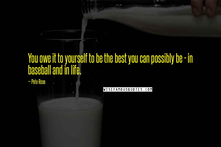 Pete Rose Quotes: You owe it to yourself to be the best you can possibly be - in baseball and in life.