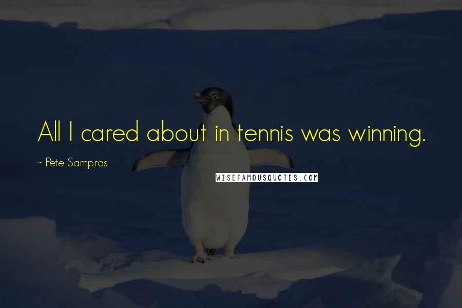 Pete Sampras Quotes: All I cared about in tennis was winning.