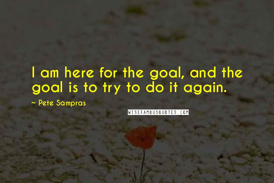 Pete Sampras Quotes: I am here for the goal, and the goal is to try to do it again.