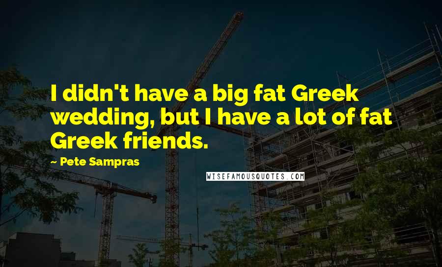 Pete Sampras Quotes: I didn't have a big fat Greek wedding, but I have a lot of fat Greek friends.