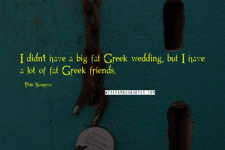 Pete Sampras Quotes: I didn't have a big fat Greek wedding, but I have a lot of fat Greek friends.