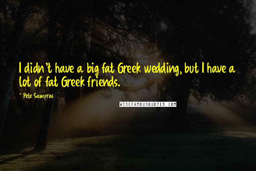 Pete Sampras Quotes: I didn't have a big fat Greek wedding, but I have a lot of fat Greek friends.