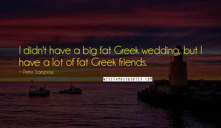 Pete Sampras Quotes: I didn't have a big fat Greek wedding, but I have a lot of fat Greek friends.