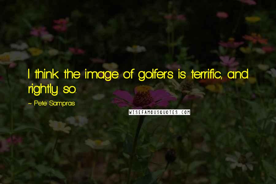 Pete Sampras Quotes: I think the image of golfers is terrific, and rightly so.