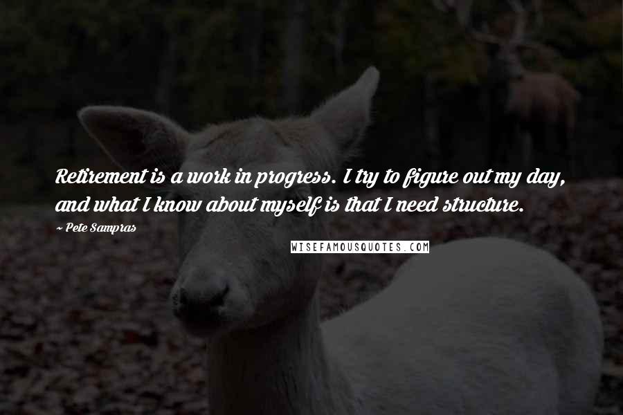 Pete Sampras Quotes: Retirement is a work in progress. I try to figure out my day, and what I know about myself is that I need structure.