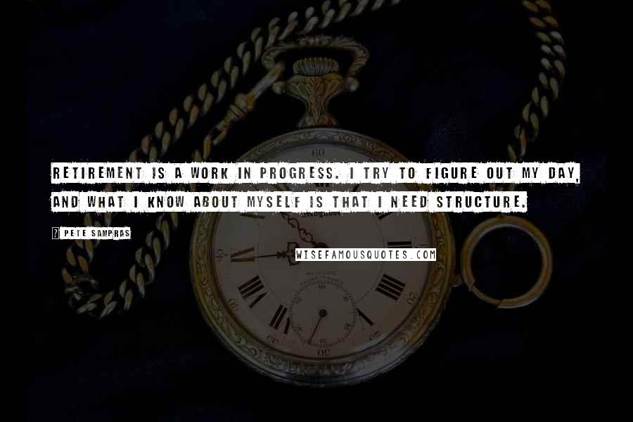 Pete Sampras Quotes: Retirement is a work in progress. I try to figure out my day, and what I know about myself is that I need structure.