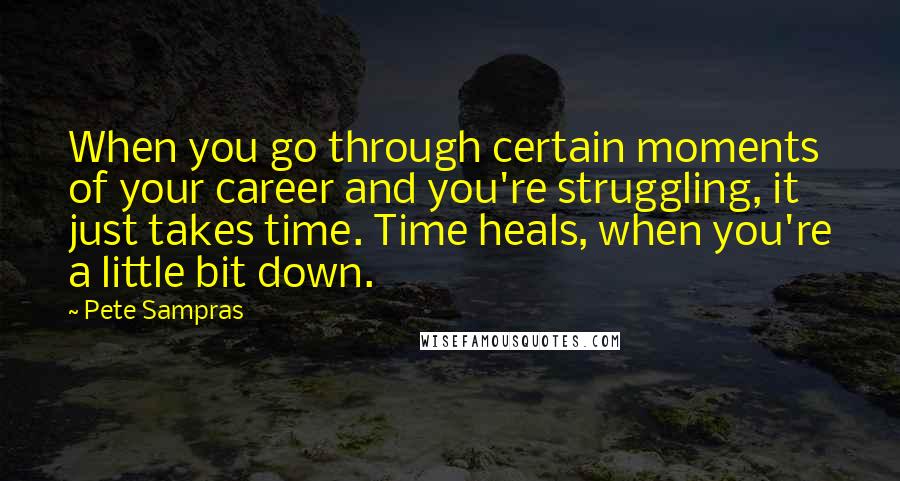 Pete Sampras Quotes: When you go through certain moments of your career and you're struggling, it just takes time. Time heals, when you're a little bit down.