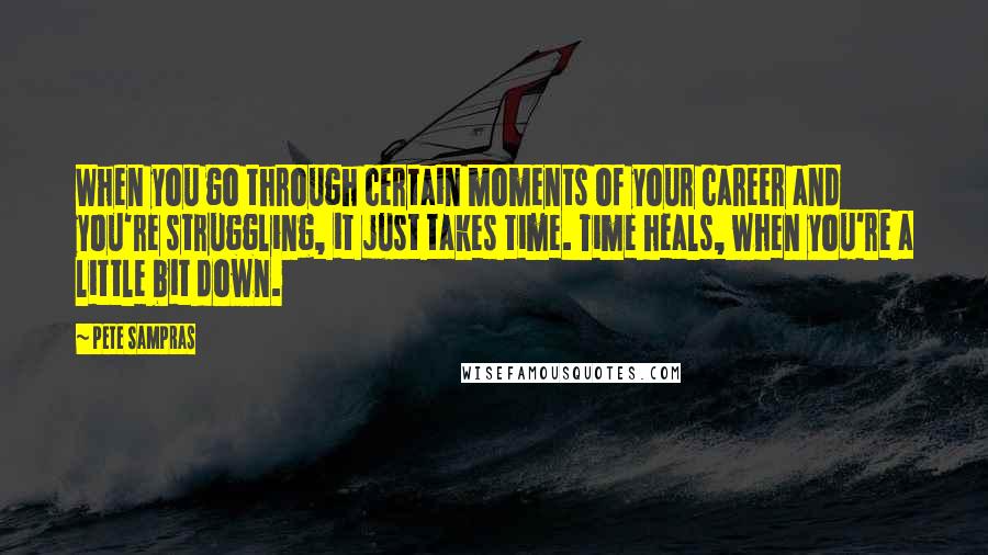 Pete Sampras Quotes: When you go through certain moments of your career and you're struggling, it just takes time. Time heals, when you're a little bit down.