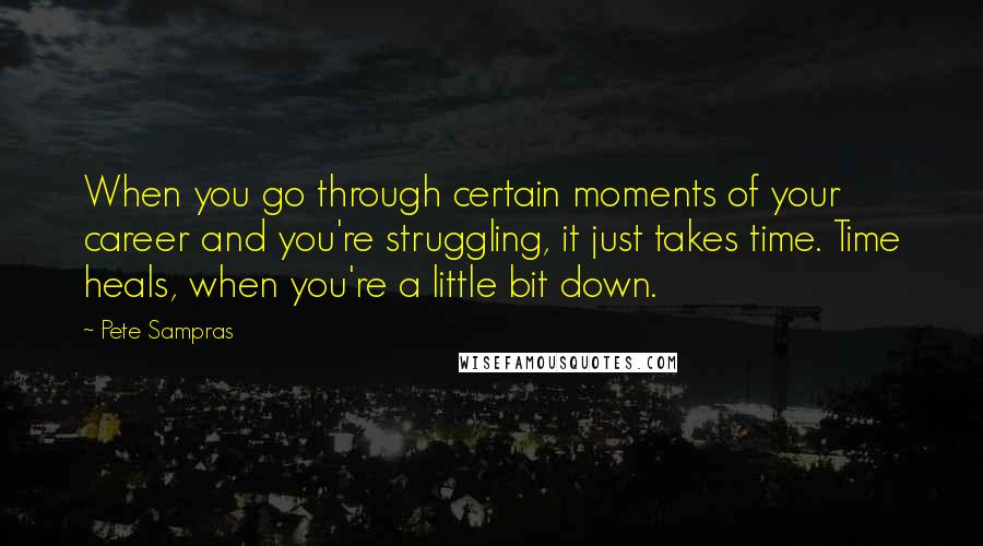 Pete Sampras Quotes: When you go through certain moments of your career and you're struggling, it just takes time. Time heals, when you're a little bit down.