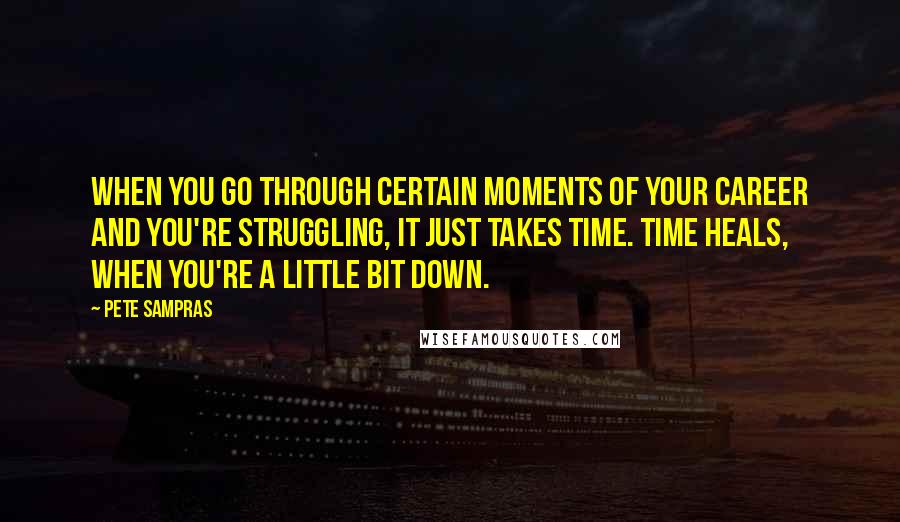 Pete Sampras Quotes: When you go through certain moments of your career and you're struggling, it just takes time. Time heals, when you're a little bit down.