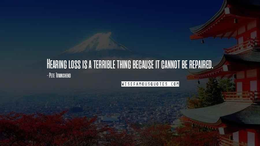 Pete Townshend Quotes: Hearing loss is a terrible thing because it cannot be repaired.