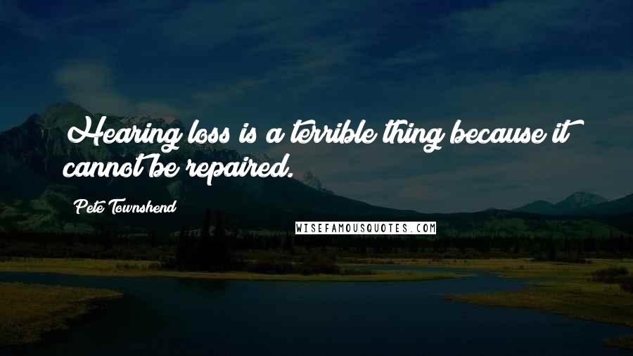 Pete Townshend Quotes: Hearing loss is a terrible thing because it cannot be repaired.