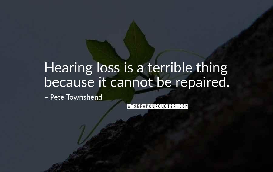 Pete Townshend Quotes: Hearing loss is a terrible thing because it cannot be repaired.