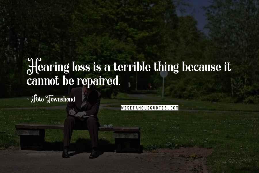 Pete Townshend Quotes: Hearing loss is a terrible thing because it cannot be repaired.