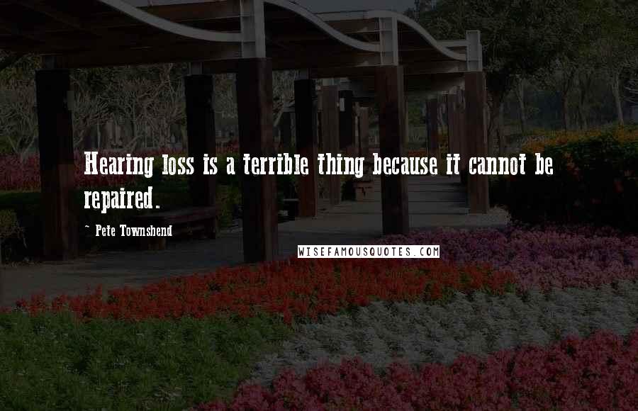 Pete Townshend Quotes: Hearing loss is a terrible thing because it cannot be repaired.
