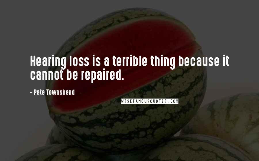 Pete Townshend Quotes: Hearing loss is a terrible thing because it cannot be repaired.