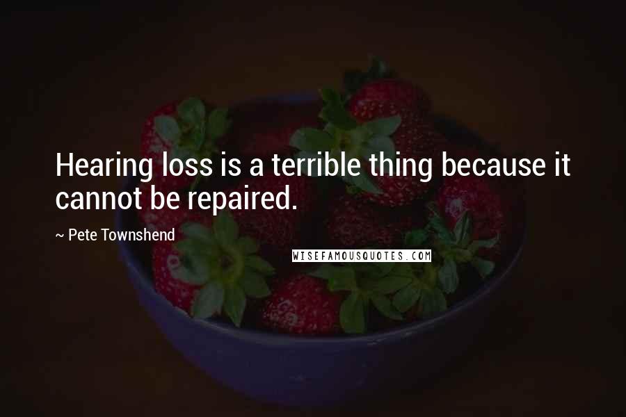 Pete Townshend Quotes: Hearing loss is a terrible thing because it cannot be repaired.