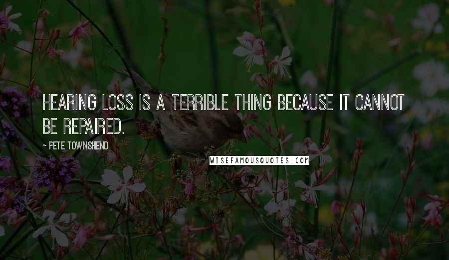 Pete Townshend Quotes: Hearing loss is a terrible thing because it cannot be repaired.