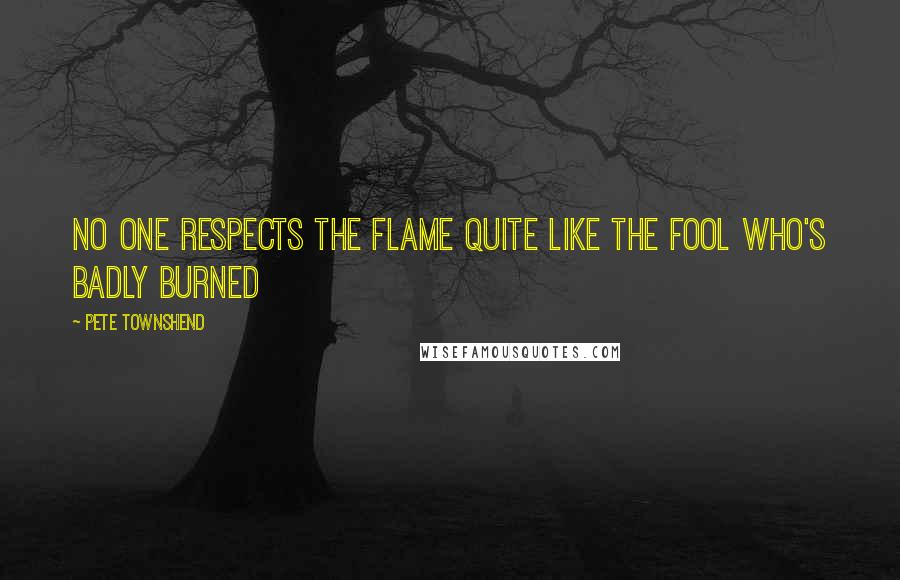 Pete Townshend Quotes: No one respects the flame quite like the fool who's badly burned