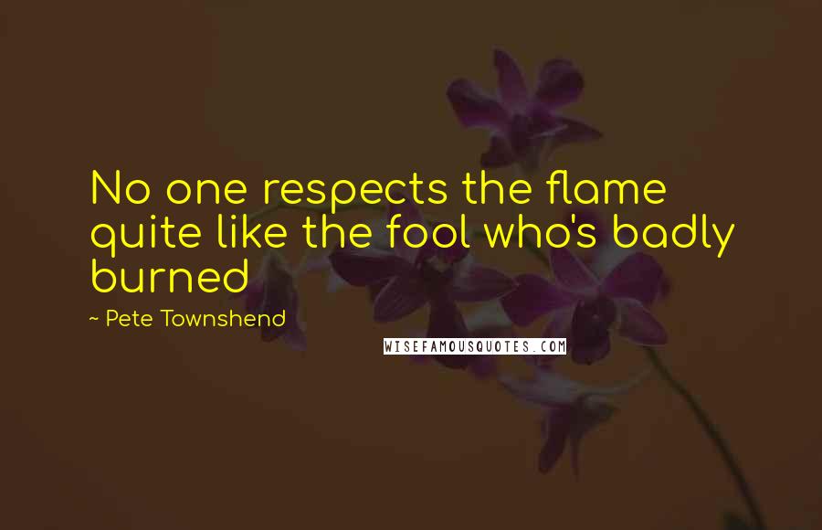 Pete Townshend Quotes: No one respects the flame quite like the fool who's badly burned