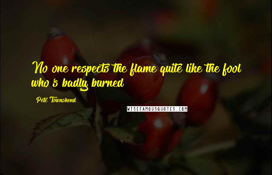 Pete Townshend Quotes: No one respects the flame quite like the fool who's badly burned
