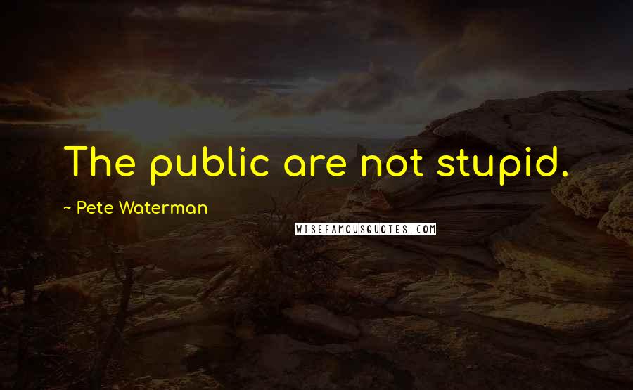 Pete Waterman Quotes: The public are not stupid.