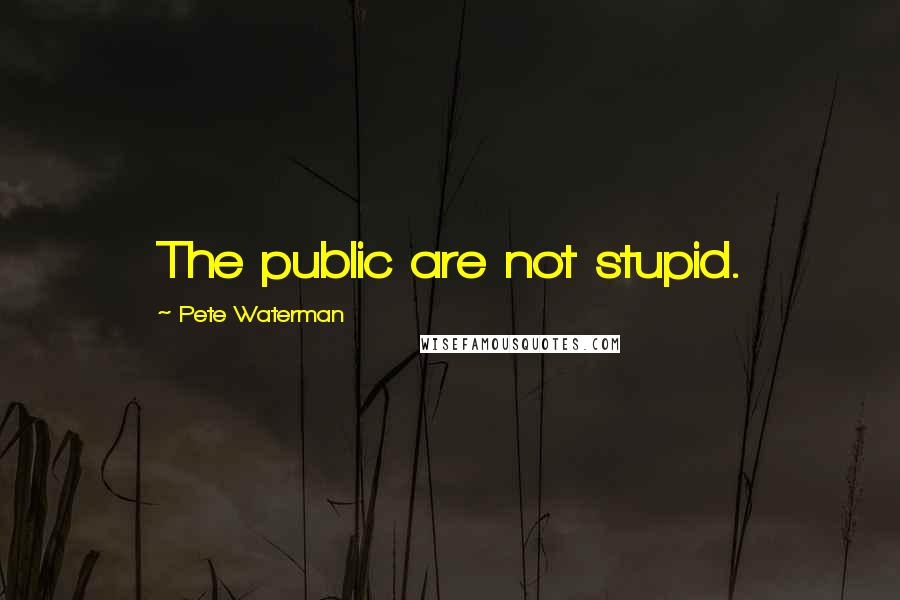 Pete Waterman Quotes: The public are not stupid.