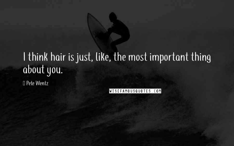 Pete Wentz Quotes: I think hair is just, like, the most important thing about you.