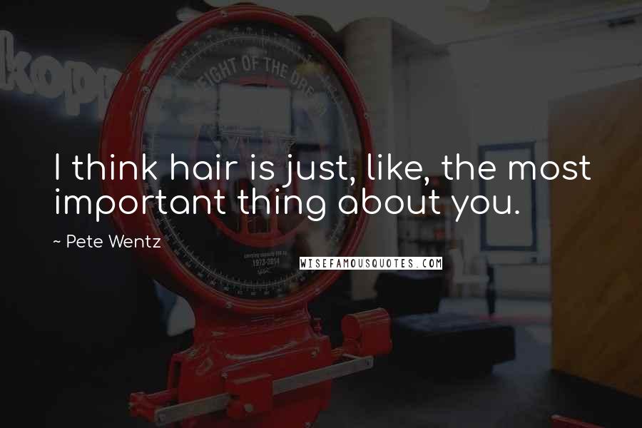 Pete Wentz Quotes: I think hair is just, like, the most important thing about you.