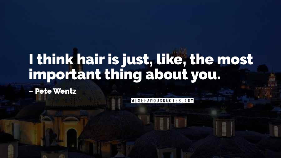 Pete Wentz Quotes: I think hair is just, like, the most important thing about you.