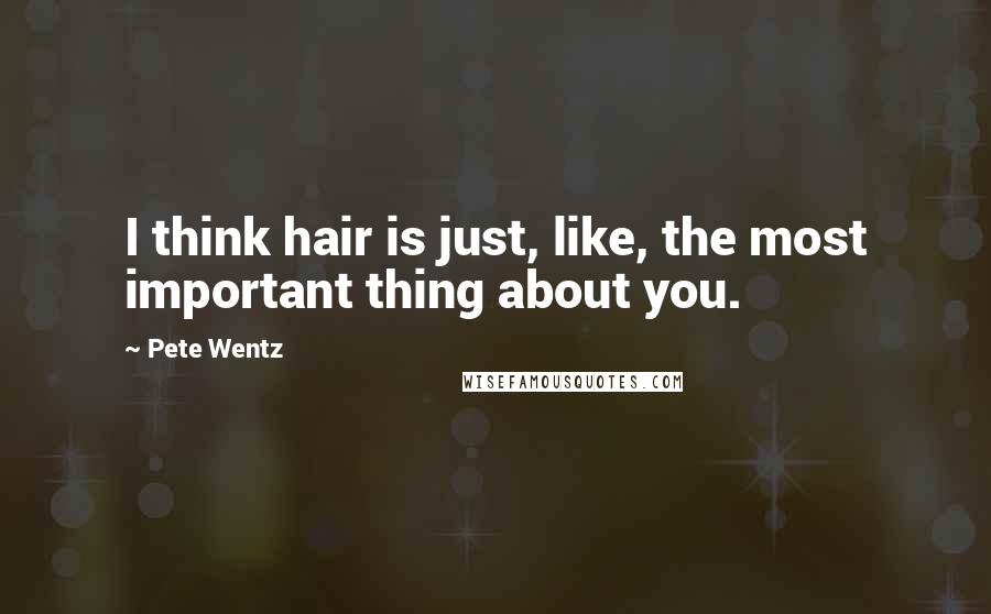 Pete Wentz Quotes: I think hair is just, like, the most important thing about you.