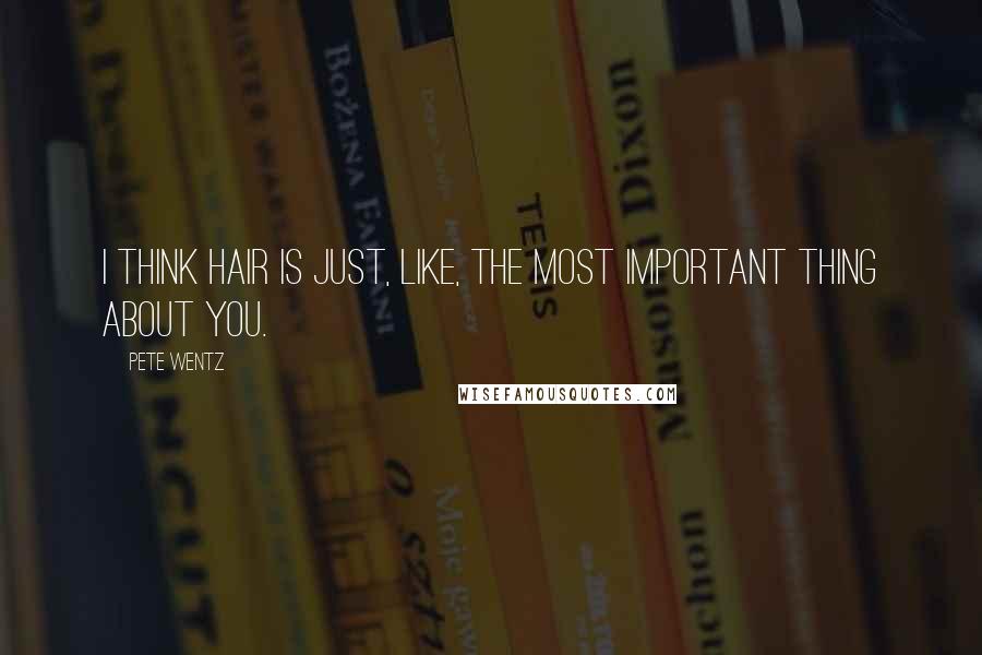 Pete Wentz Quotes: I think hair is just, like, the most important thing about you.