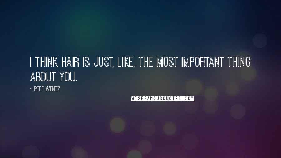 Pete Wentz Quotes: I think hair is just, like, the most important thing about you.