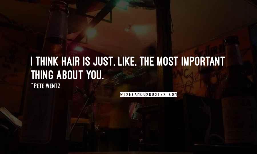 Pete Wentz Quotes: I think hair is just, like, the most important thing about you.