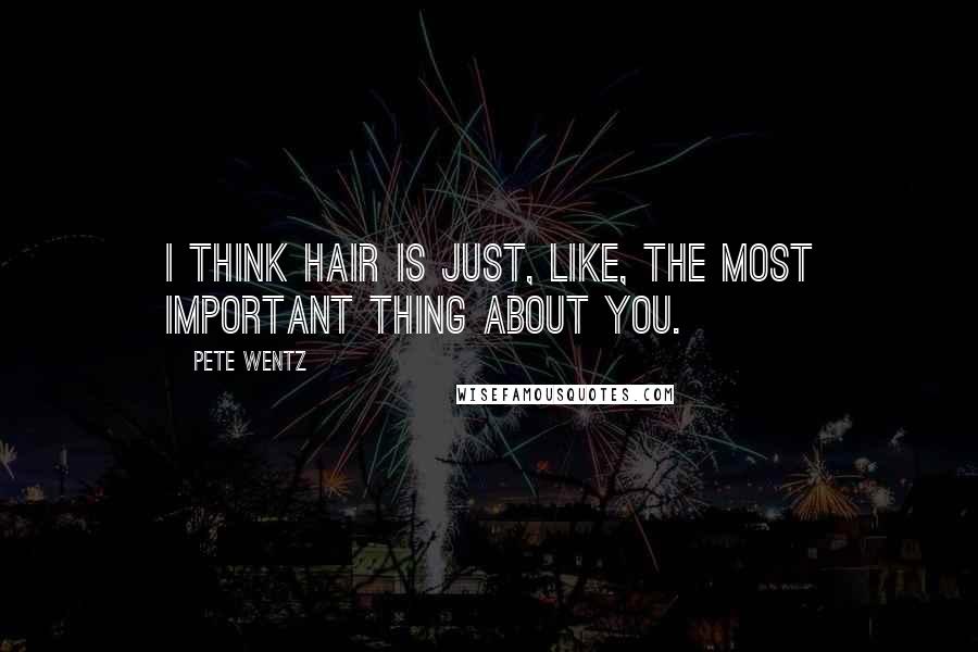 Pete Wentz Quotes: I think hair is just, like, the most important thing about you.