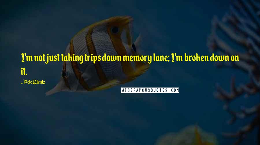 Pete Wentz Quotes: I'm not just taking trips down memory lane; I'm broken down on it.