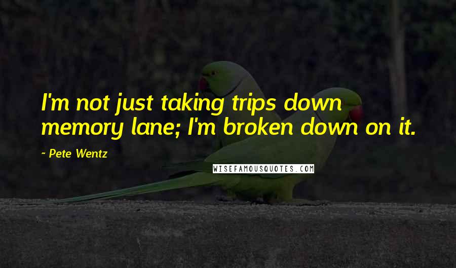 Pete Wentz Quotes: I'm not just taking trips down memory lane; I'm broken down on it.