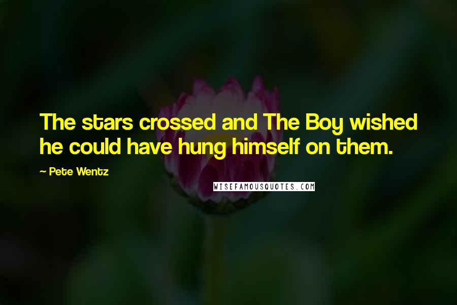 Pete Wentz Quotes: The stars crossed and The Boy wished he could have hung himself on them.