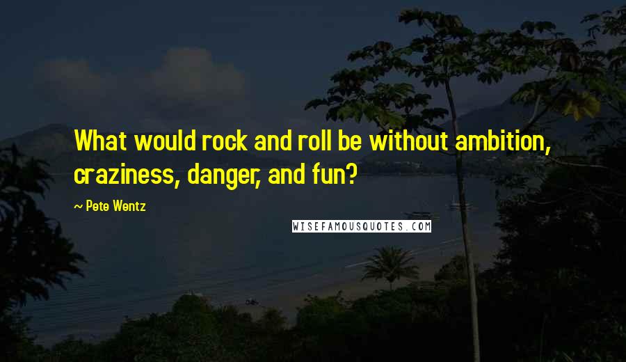 Pete Wentz Quotes: What would rock and roll be without ambition, craziness, danger, and fun?