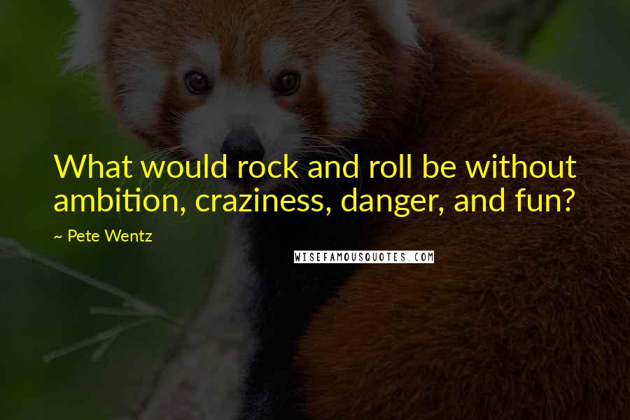 Pete Wentz Quotes: What would rock and roll be without ambition, craziness, danger, and fun?