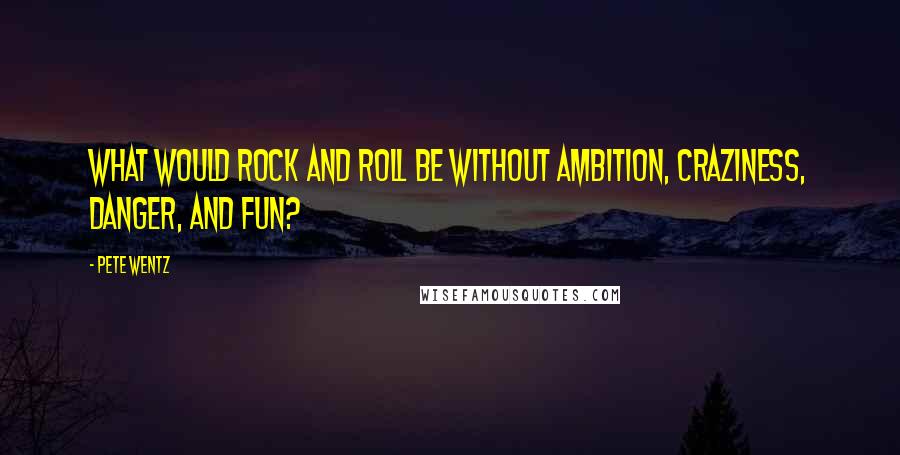 Pete Wentz Quotes: What would rock and roll be without ambition, craziness, danger, and fun?