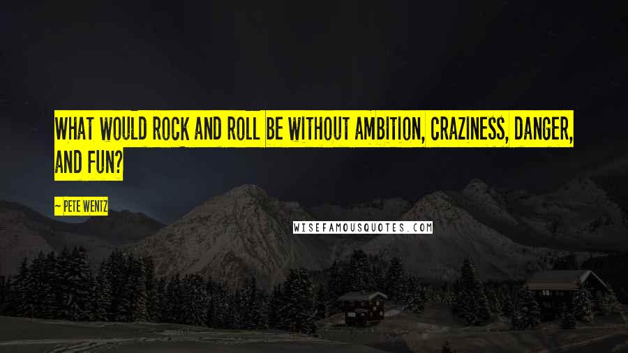 Pete Wentz Quotes: What would rock and roll be without ambition, craziness, danger, and fun?