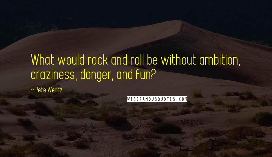 Pete Wentz Quotes: What would rock and roll be without ambition, craziness, danger, and fun?