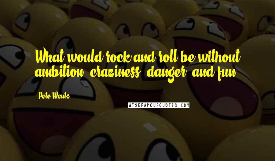 Pete Wentz Quotes: What would rock and roll be without ambition, craziness, danger, and fun?