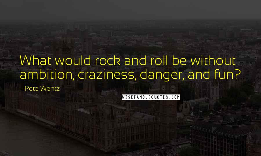 Pete Wentz Quotes: What would rock and roll be without ambition, craziness, danger, and fun?